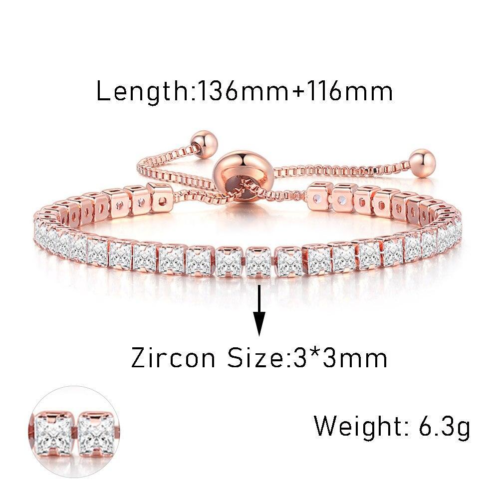 NEW Adjustable Various Size Clear AAA+ Zircon Diamonds Geometric Tennis Bracelets For Women - The Jewellery Supermarket
