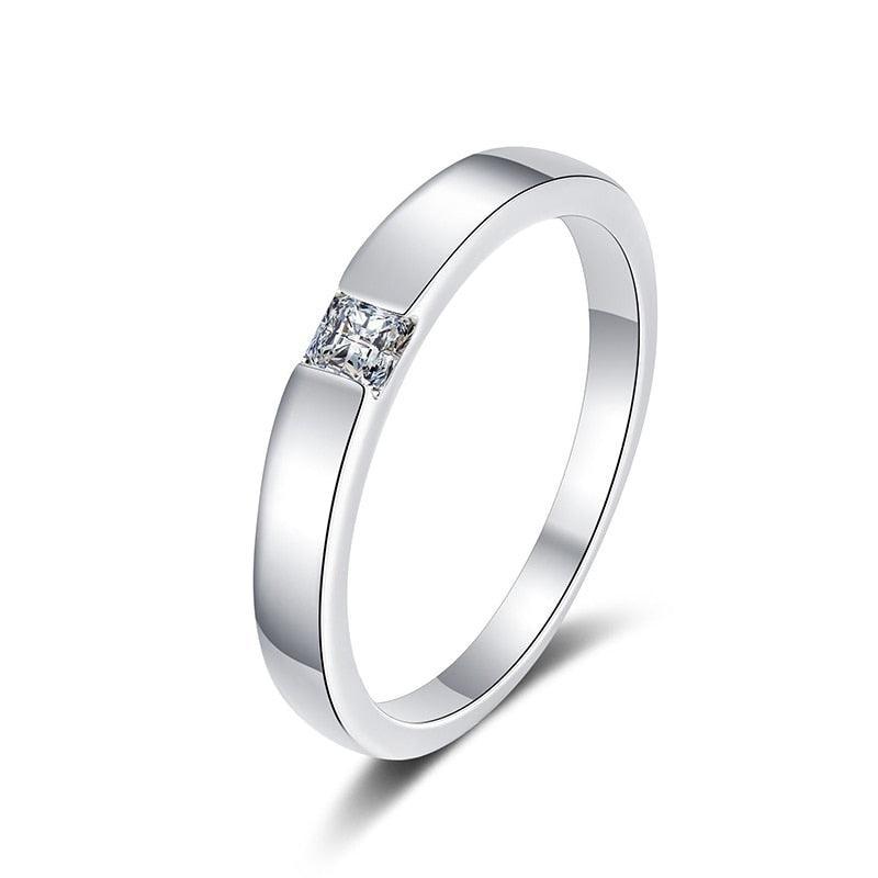 Admirable 0.3CT Princess Cut High Quality Moissanite Diamonds Lab Diamond Simple Unisex Rings Set - The Jewellery Supermarket