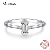 Elegant Silver Classic Charm Emerald Cut AAA+ Zirconia Diamond Ring - The Jewellery Supermarket