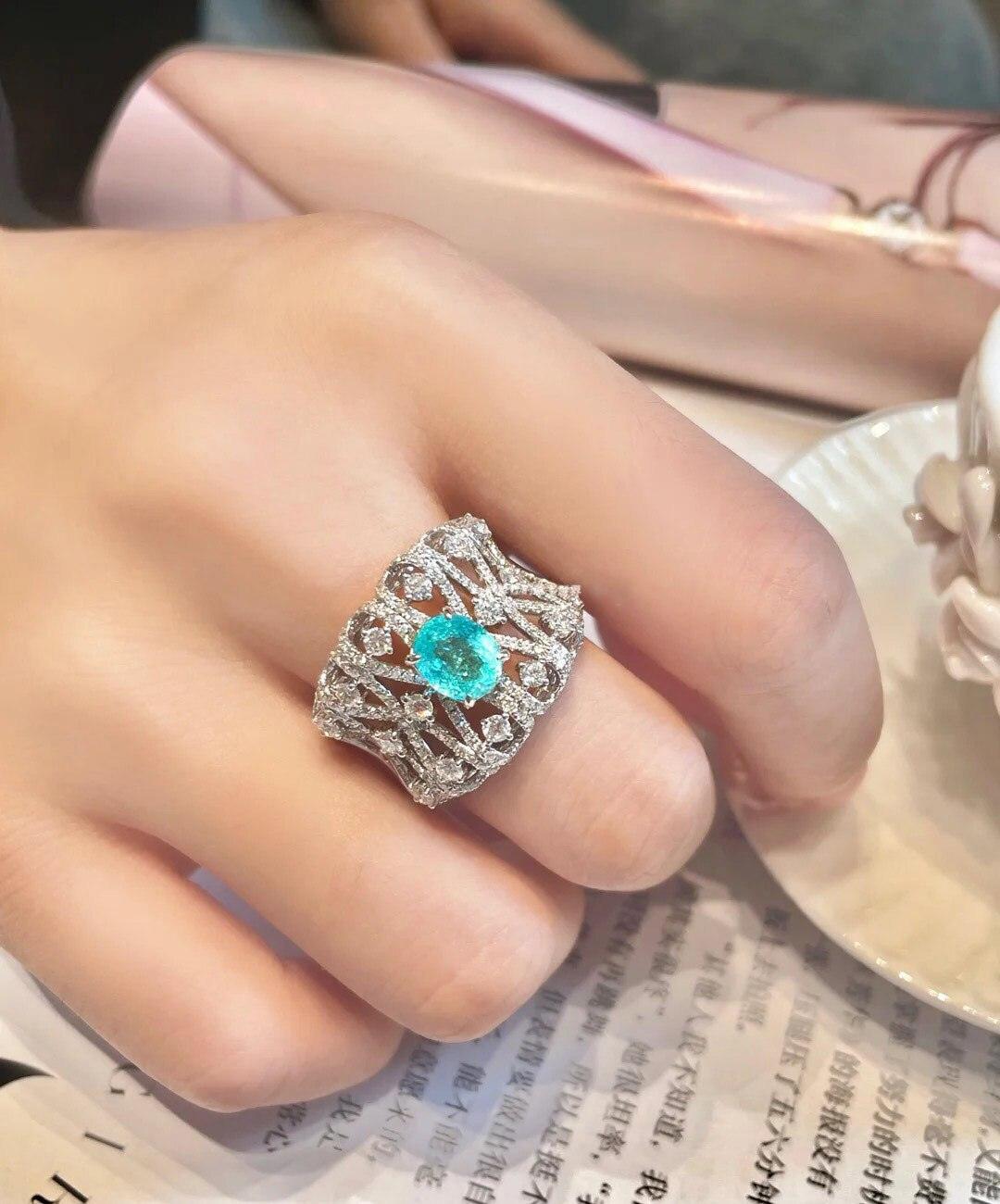 Brilliant Supernatural Luxury AAA+ Zirconia Geometric Aquamarine Fashion Ring - The Jewellery Supermarket