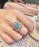 Brilliant Supernatural Luxury AAA+ Zirconia Geometric Aquamarine Fashion Ring - The Jewellery Supermarket