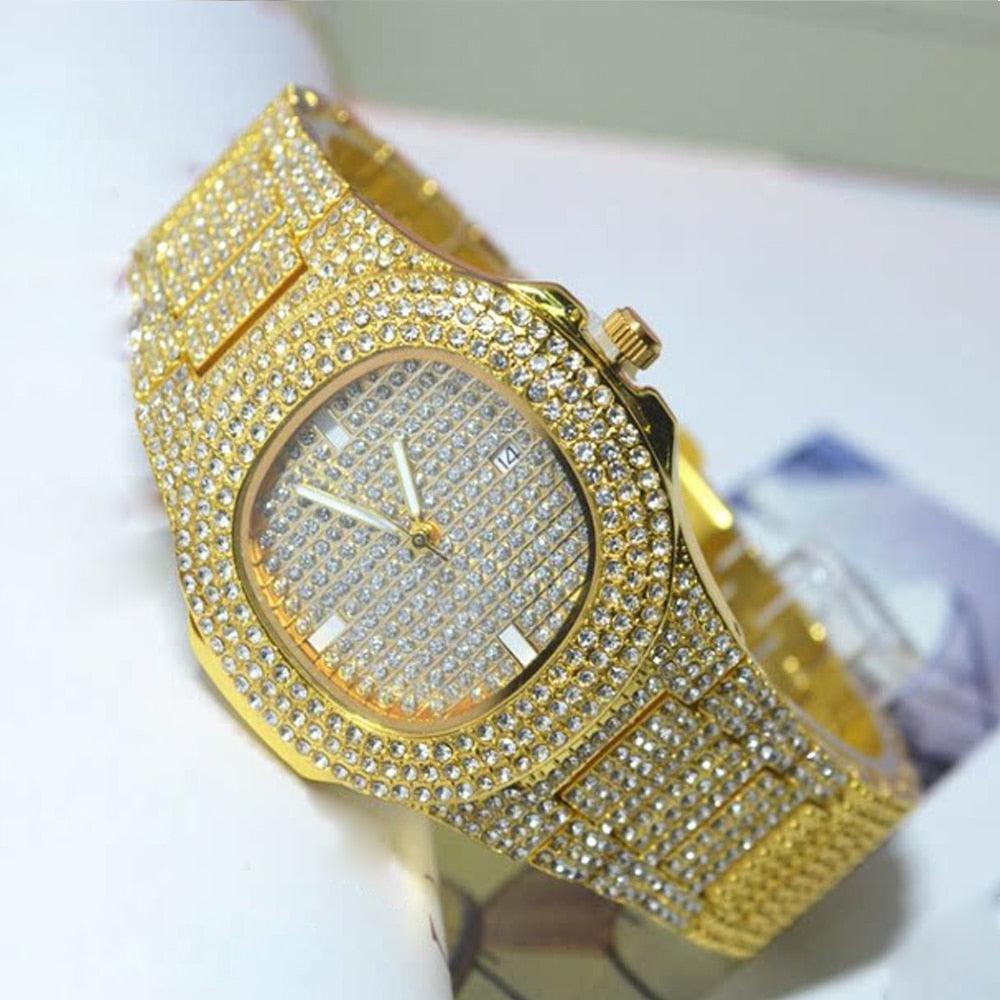 New Hip Hop Iced Out Square Simulated Diamonds Watch - Sparkling Quartz Fashion Classic Watches - The Jewellery Supermarket