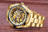 NEW - Luxury Mens Stainless Steel Skeleton Mechanical Waterproof Watch - The Jewellery Supermarket