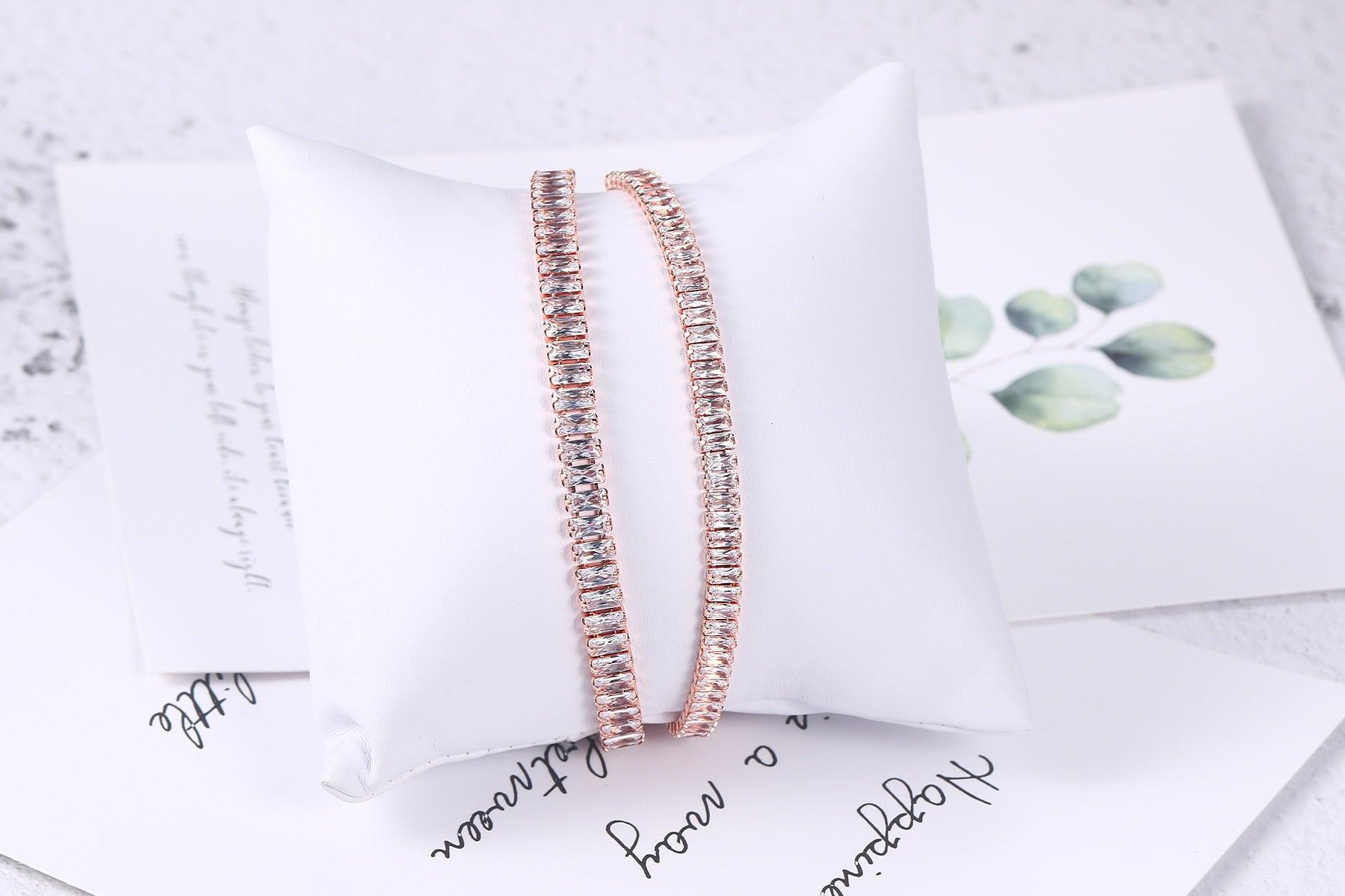 NEW Adjustable Various Size Clear AAA+ Zircon Diamonds Geometric Tennis Bracelets For Women - The Jewellery Supermarket