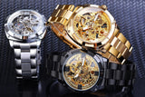 NEW - Luxury Men Golden Luminous Hands Skeleton Transparent Retro Watch - The Jewellery Supermarket
