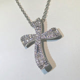 Classic Handmade Big Cross 925 Sterling Silver AAA+ Cubic Zirconia Diamonds Vintage Pendant Necklace - The Jewellery Supermarket