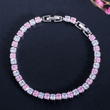 Fashion Tennis Style White Gold Color AAA+ Cubic Zirconia Simulated Diamonds With Red Blue Black Green Bracelets - The Jewellery Supermarket