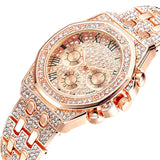 NEW Luxury Top Brand  2pcs Gold Colour Cuban Chain Male Bling Iced Out Wristwatch Bracelet for Men - The Jewellery Supermarket
