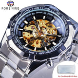 NEW - Luxury Mens Stainless Steel Skeleton Mechanical Waterproof Watch - The Jewellery Supermarket