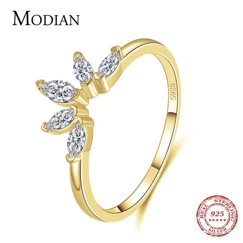 *NEW* Ideal Gifts - Sterling Silver Rhombus AAA+ Clear CZ Crown Fashion Gold Color Rings - The Jewellery Supermarket