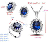 New Arrival - Luxury 3 Piece Blue Color Sunflower Silver Colour Quality Jewelry - The Jewellery Supermarket