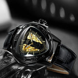 NEW - Men Golden Triangle Skeleton Mechanical Automatic Sport Watch - The Jewellery Supermarket