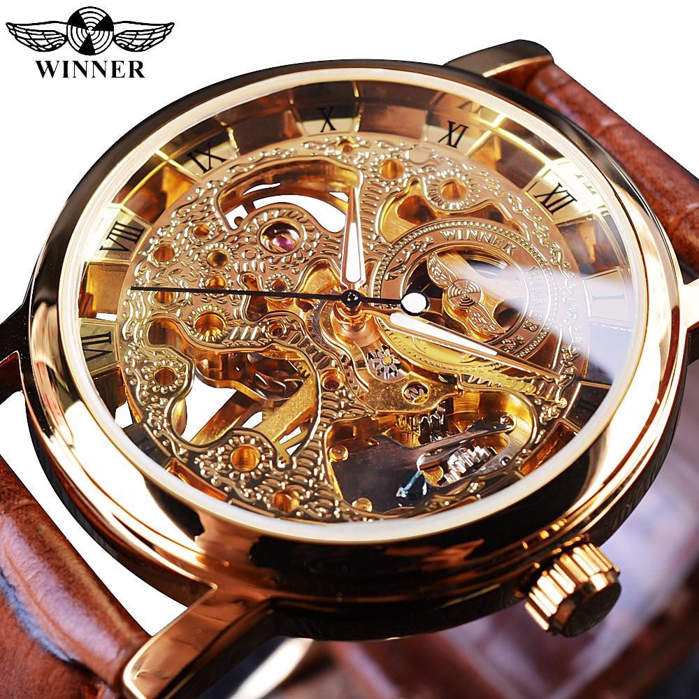 Top Brand Luxury Transparent Golden Case Luxury Casual Design Skeleton Watch - The Jewellery Supermarket