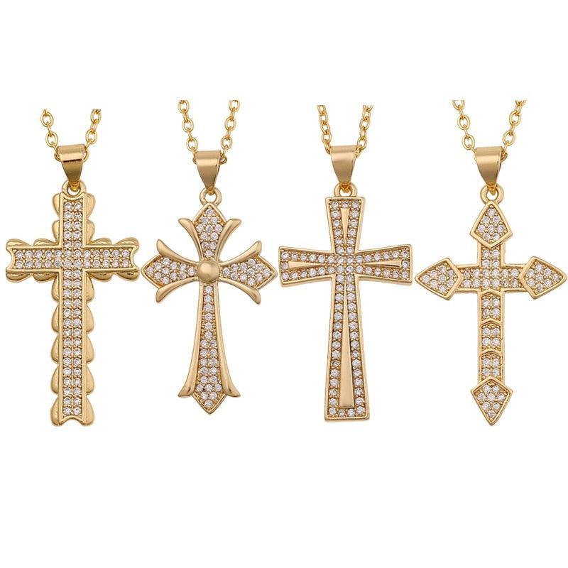 Attractive Christian Cross Shiny Pave AAA Zircon Crytals Necklaces - Religious Jewellery Gifts - The Jewellery Supermarket