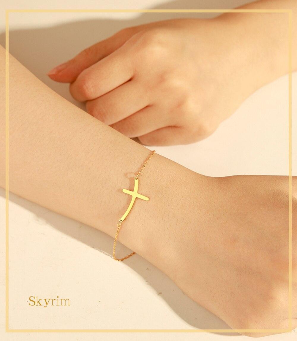 Best Seller - Christian Simple Chain Stainless Steel Cross Charm Bracelets Bangles - Religious Jewellery - The Jewellery Supermarket