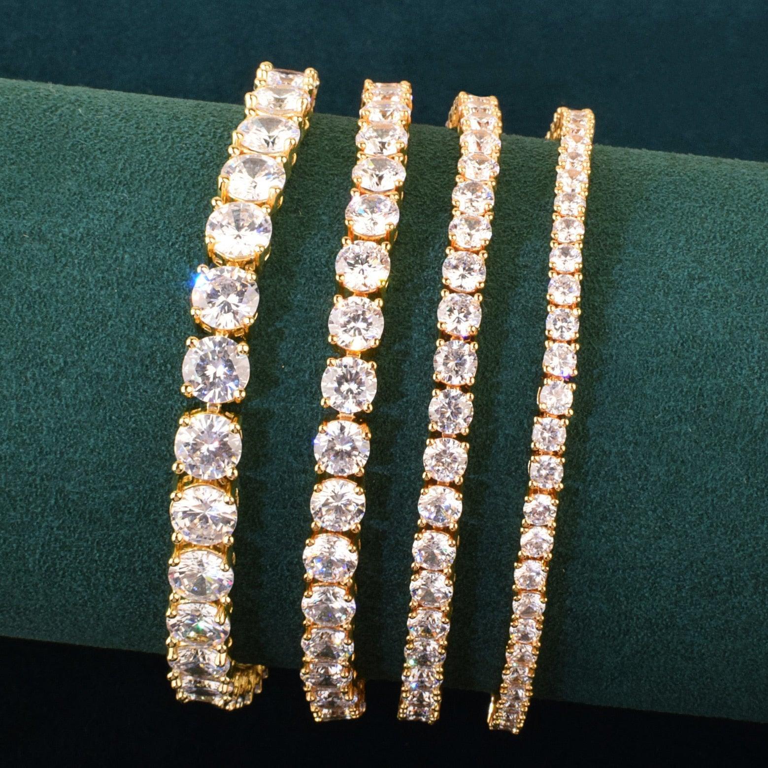 CAPTIVATING Gold Color 1 Row AAA+ Cubic Zirconia Simulated Diamonds Tennis Link Bracelets - The Jewellery Supermarket
