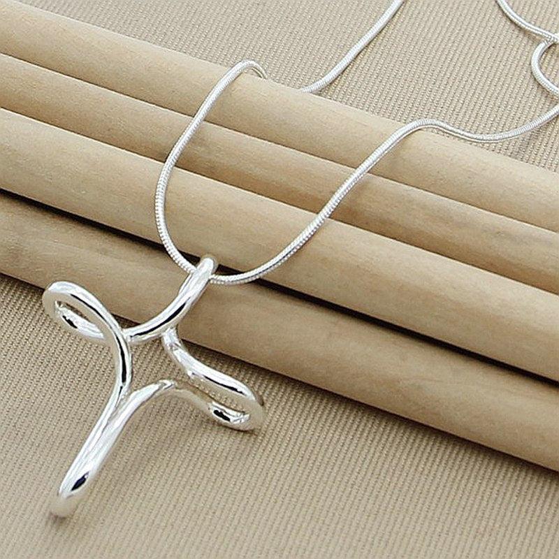 Best Seller 925 Sterling Silver Cross Pendant Necklace with Snake Chain - Fashion Wedding Engagement Jewellery - The Jewellery Supermarket