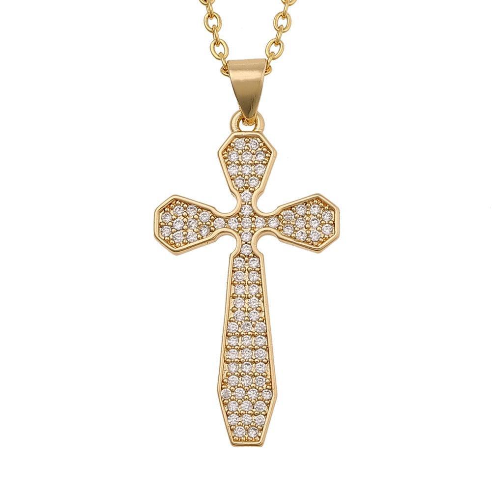 Attractive Christian Cross Shiny Pave AAA Zircon Crytals Necklaces - Religious Jewellery Gifts - The Jewellery Supermarket