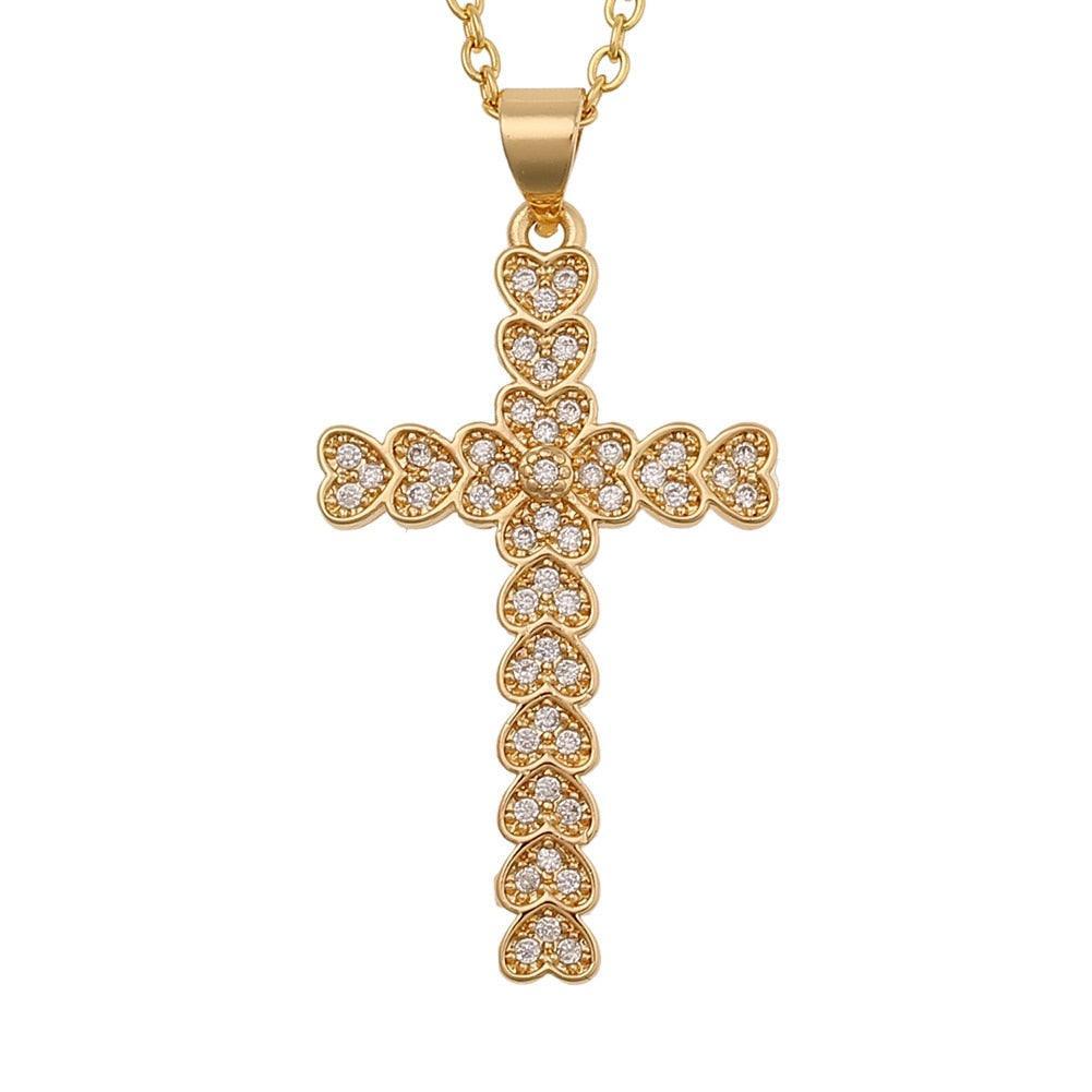 Attractive Christian Cross Shiny Pave AAA Zircon Crytals Necklaces - Religious Jewellery Gifts - The Jewellery Supermarket