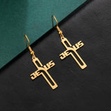 Stainless Steel Christian Jesus Cross Dangle Drop Earrings for Women - Religious Jewellery - The Jewellery Supermarket