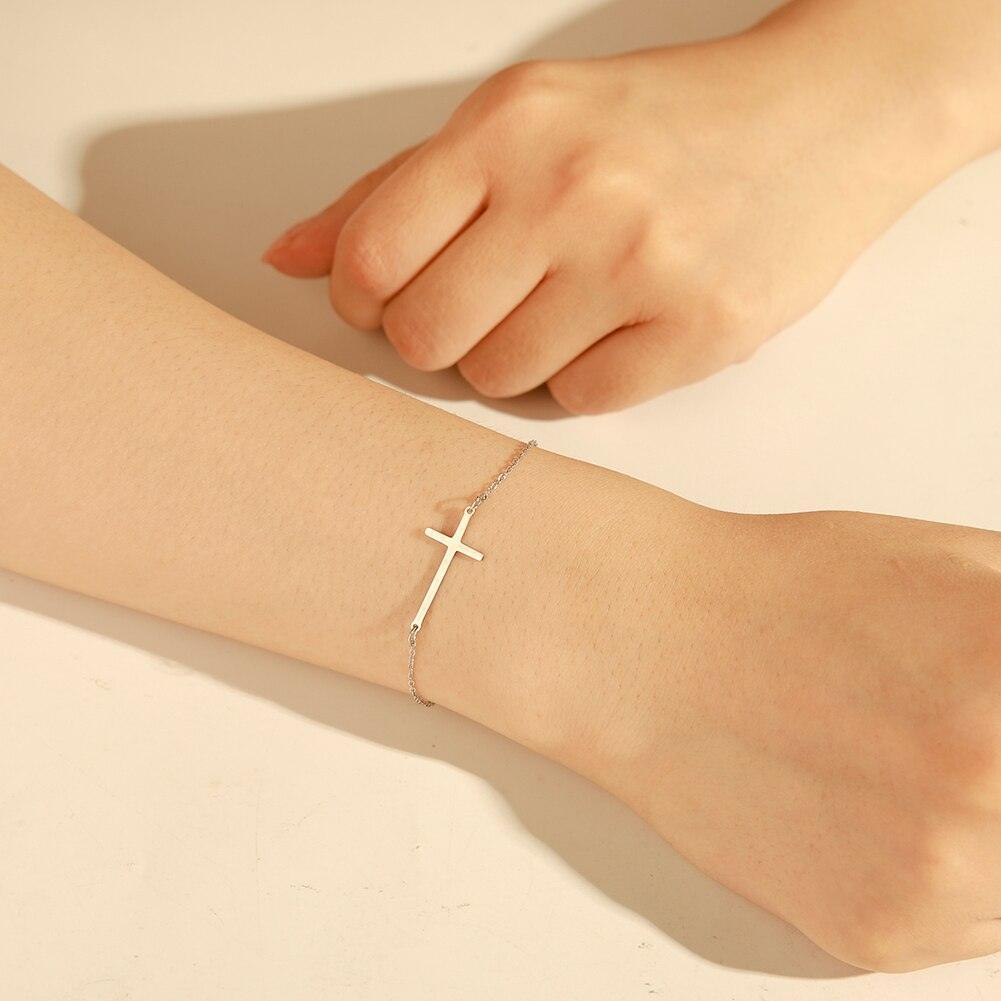 Best Seller - Christian Simple Chain Stainless Steel Cross Charm Bracelets Bangles - Religious Jewellery - The Jewellery Supermarket