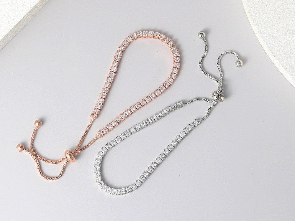 NEW ARRIVAL Exquisite Adjustable Clear AAA+ Cubic Zirconia Simulated Diamonds Tennis Bracelets For Women - The Jewellery Supermarket