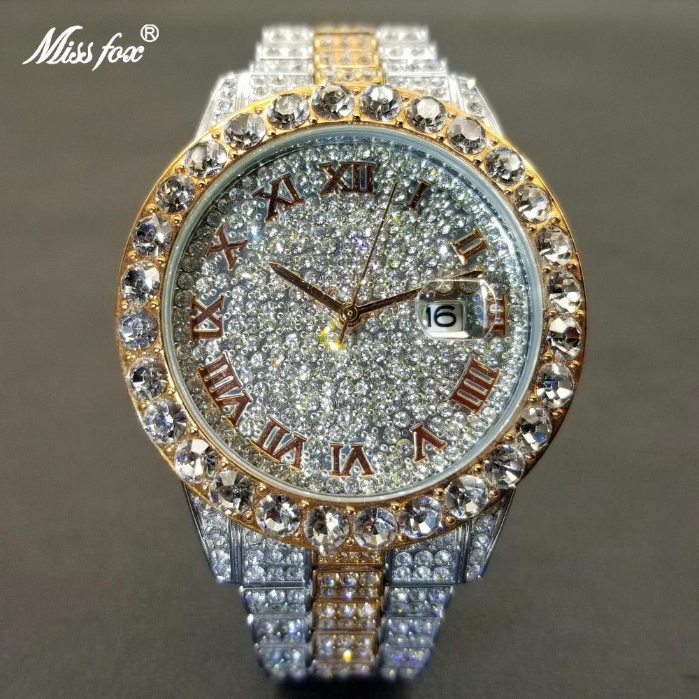 NEW Brand Luxury Roman Ice Out Automatic Date Full Simulated Diamonds Luminous Hip Hop Men Watches - The Jewellery Supermarket