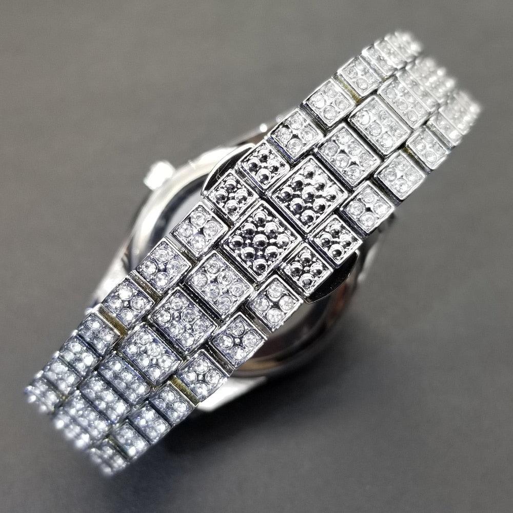 NEW Brand Luxury Roman Ice Out Automatic Date Full Simulated Diamonds Luminous Hip Hop Men Watches - The Jewellery Supermarket