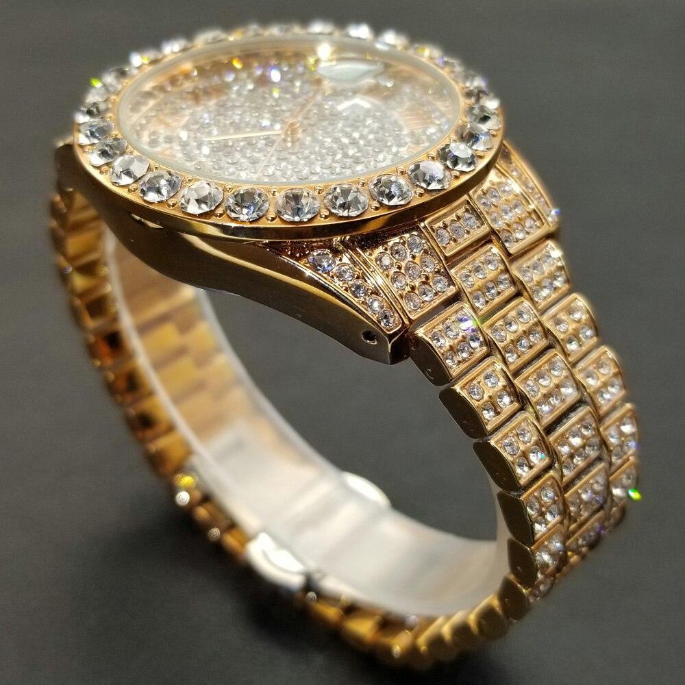 NEW Brand Luxury Roman Ice Out Automatic Date Full Simulated Diamonds Luminous Hip Hop Men Watches - The Jewellery Supermarket