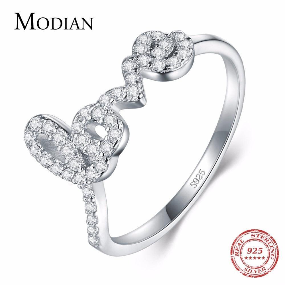 New 925 Sterling Silver Forever Love Rings AAAA Simulated Diamonds Ring For Women - Anniversary Jewellery - The Jewellery Supermarket