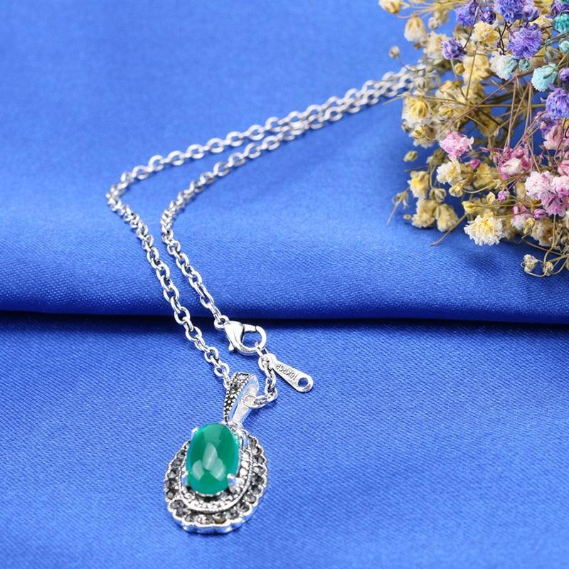 New Fashion Red Stone Necklace And Earring Bracelet Ring For Women - 4Pcs Boho Jewellery Set - The Jewellery Supermarket