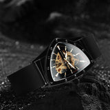 NEW - Luxury Men Gold Black Triangle Skeleton Automatic Mechanical Wristwatch Irregular Watch - The Jewellery Supermarket