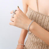 EXQUISITE Gold Plated Titanium Steel AAA+ Cubic Zirconia Simulated Diamonds Tennis Chain Bracelet for Women - The Jewellery Supermarket