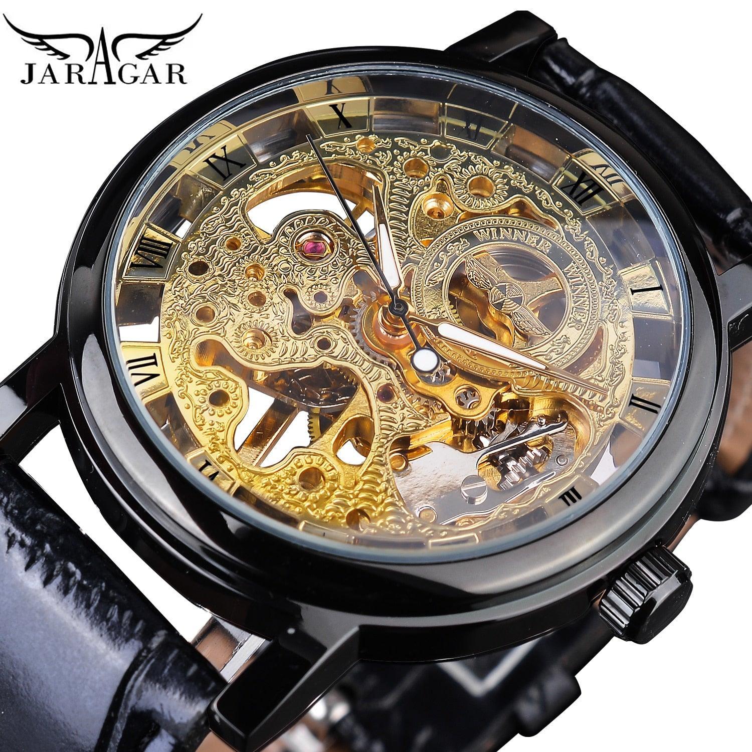 Top Brand Luxury Transparent Golden Case Luxury Casual Design Skeleton Watch - The Jewellery Supermarket