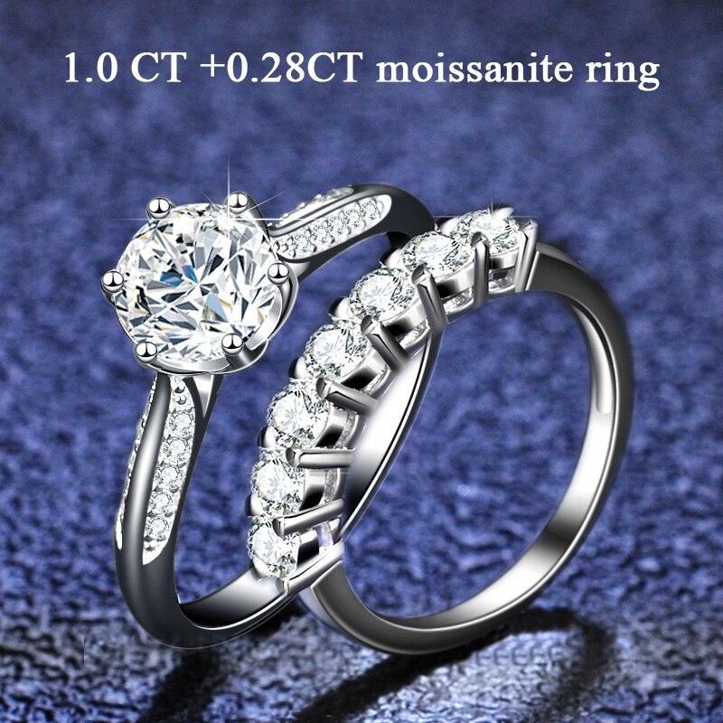 Attractive Platinum Plated Round Cut High Quality Moissanite Diamonds Rings - Fine Jewellery - The Jewellery Supermarket