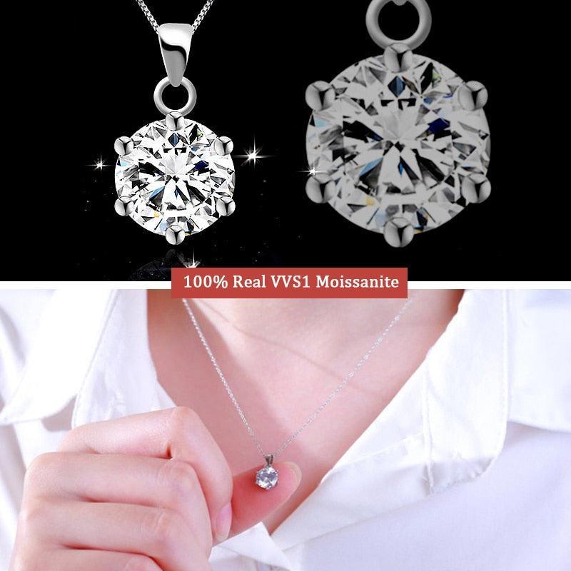 Amazing 1CT 2CT 3CT VVS Round Cut High Quality Moissanite Diamonds Necklaces - Luxury Wedding Jewellery - The Jewellery Supermarket