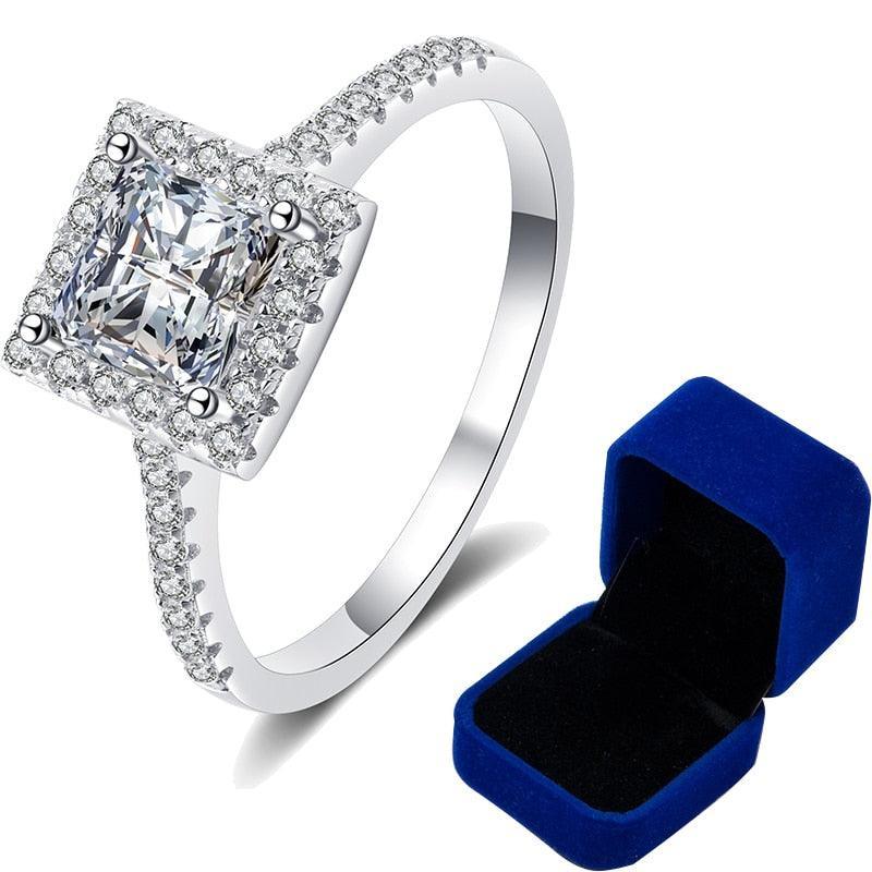 1 CT Princess Cut High Quality Moissanite Diamonds Halo Wedding Promise Ring For Women - Luxury Jewellery - The Jewellery Supermarket