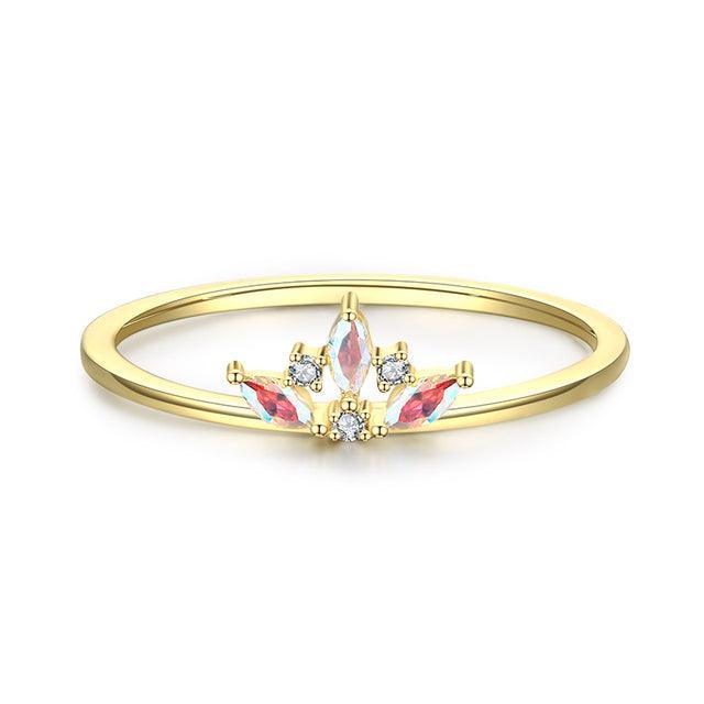 Charming Crown Rainbow Fire Color Delicate Sterling AAA+ CZ Diamonds Ring - The Jewellery Supermarket