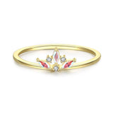 Charming Crown Rainbow Fire Color Delicate Sterling AAA+ CZ Diamonds Ring - The Jewellery Supermarket