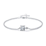 Luxury Women Silver Color Square Sterling Tourmaline Beads Chain Bracelet For Statement Jewelry - The Jewellery Supermarket