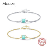 Luxury Women Silver Color Square Sterling Tourmaline Beads Chain Bracelet For Statement Jewelry - The Jewellery Supermarket