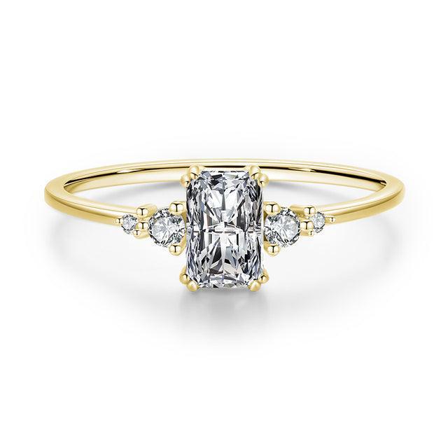 Splendid Rectangle Silver Clear AAA+ Cubic Zirconia Diamonds Ring - The Jewellery Supermarket