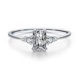 Splendid Rectangle Silver Clear AAA+ Cubic Zirconia Diamonds Ring