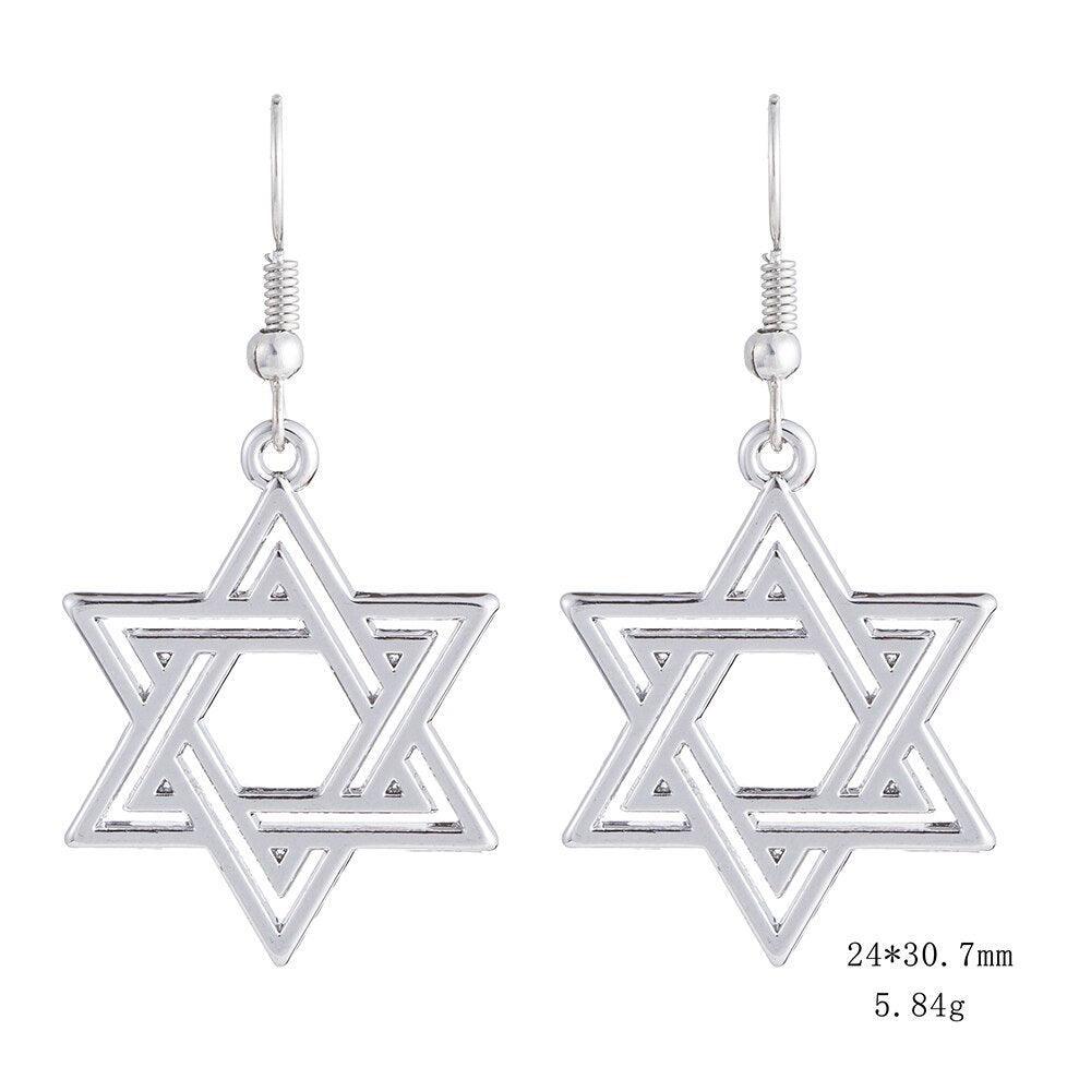 NEW Crystal Paved Star of David Vintage Jewish Jewelry Silver Plated Dangle Earrings - The Jewellery Supermarket
