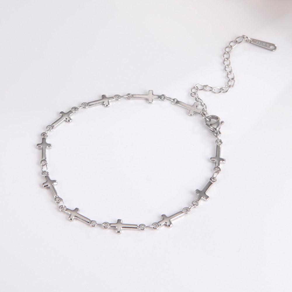 Popular Gold Color Cross Stainless Steel Jesus Christian Chain Bracelets for Women - Religious Jewellery - The Jewellery Supermarket