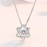 NEW Dancing Zircon Star of David Hexagram Gemstone 925 Silver Necklace - The Jewellery Supermarket
