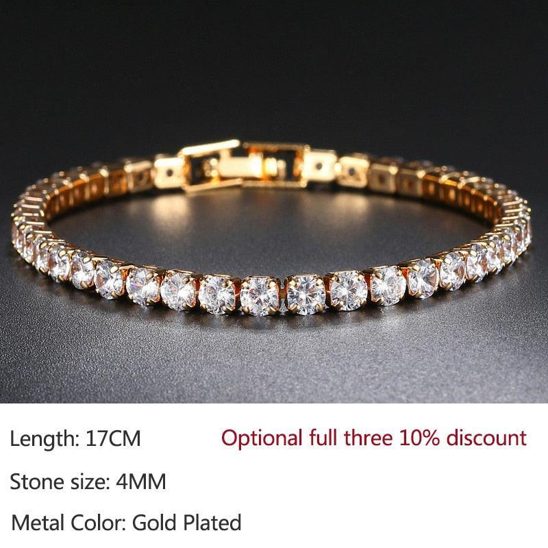 Luxury Shiny Round AAA+ Cubic Zirconia Diamond Tennis Gold Silver Colour Bracelets For Women - The Jewellery Supermarket