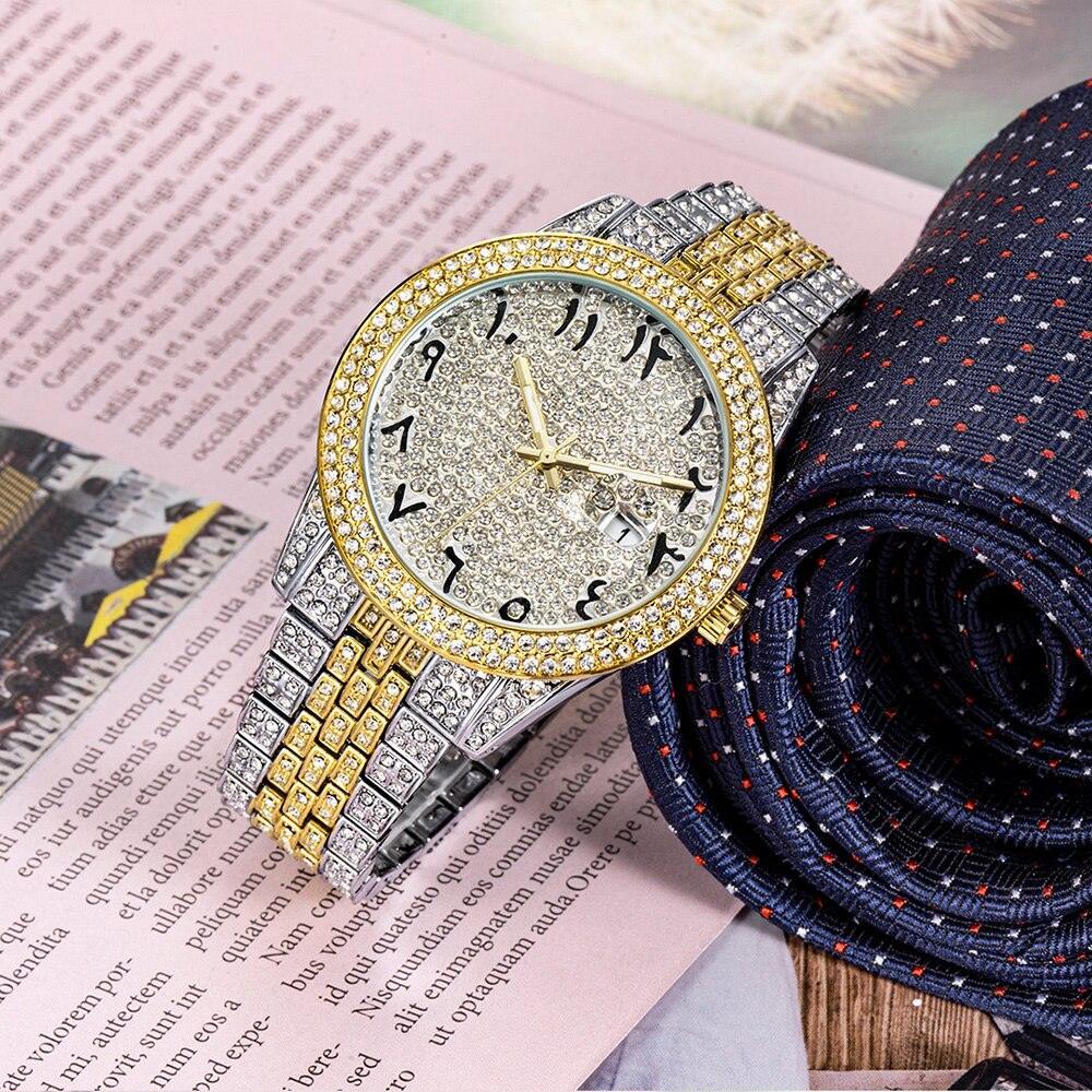 NEW Elegant Stylish Iced Out Simulated Diamond Top Brand Date Waterproof Quartz Fashion Watch - The Jewellery Supermarket