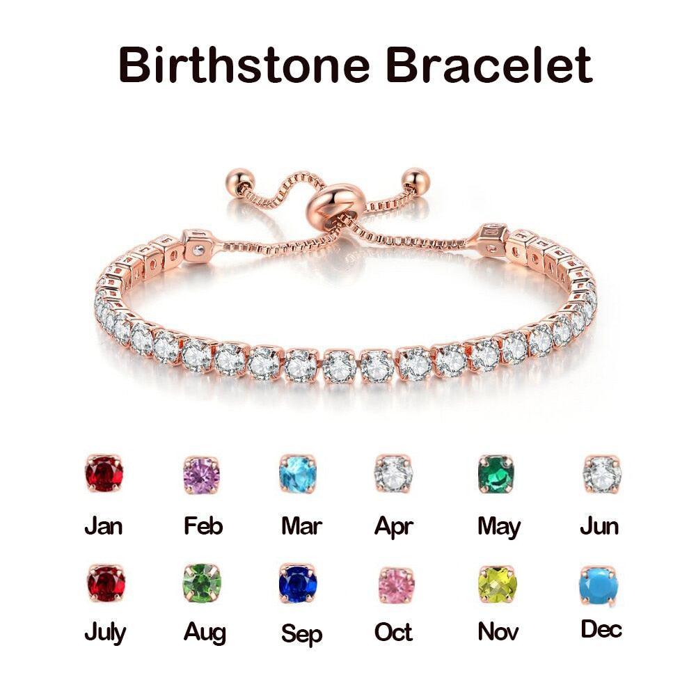 CHARMING Adjustable Colorful Birthstone AAA CZ Crystals MUlticolour Tennis Bracelets for Women - The Jewellery Supermarket