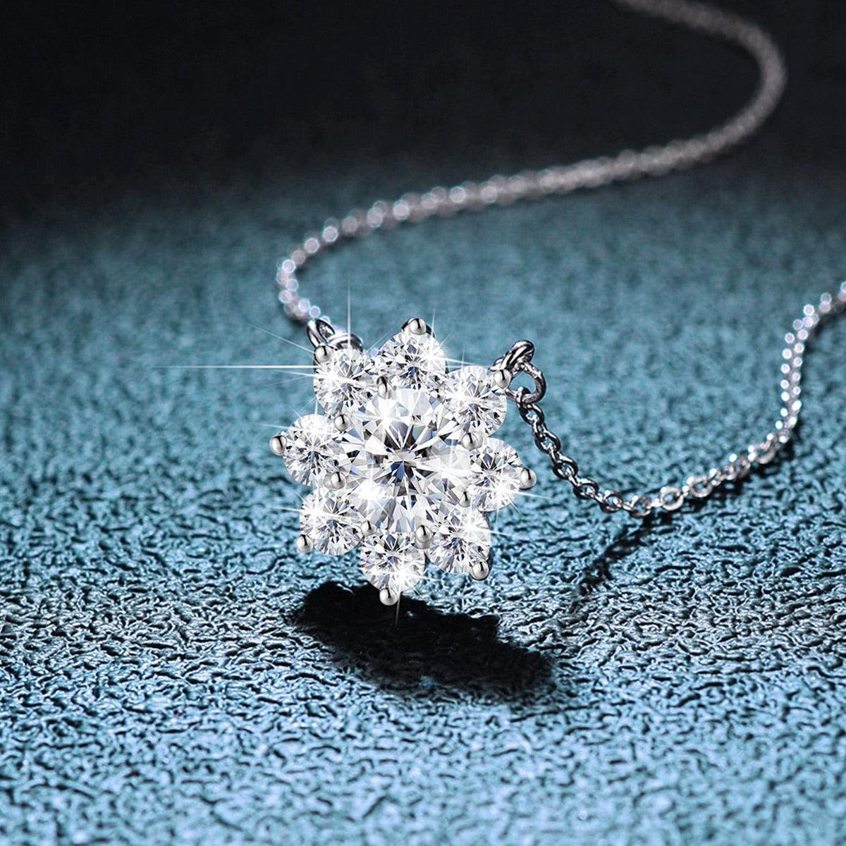 Terrific Flower Design 3ct High Quality Moissanite Diamonds Necklace Pendants - Luxury Jewellery - The Jewellery Supermarket